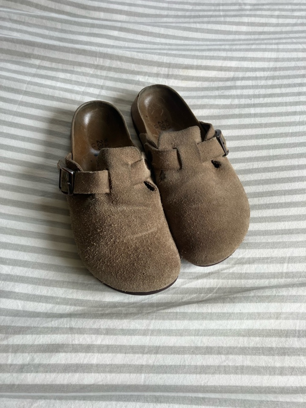 Betula Birkenstock Taupe Suede Clogs